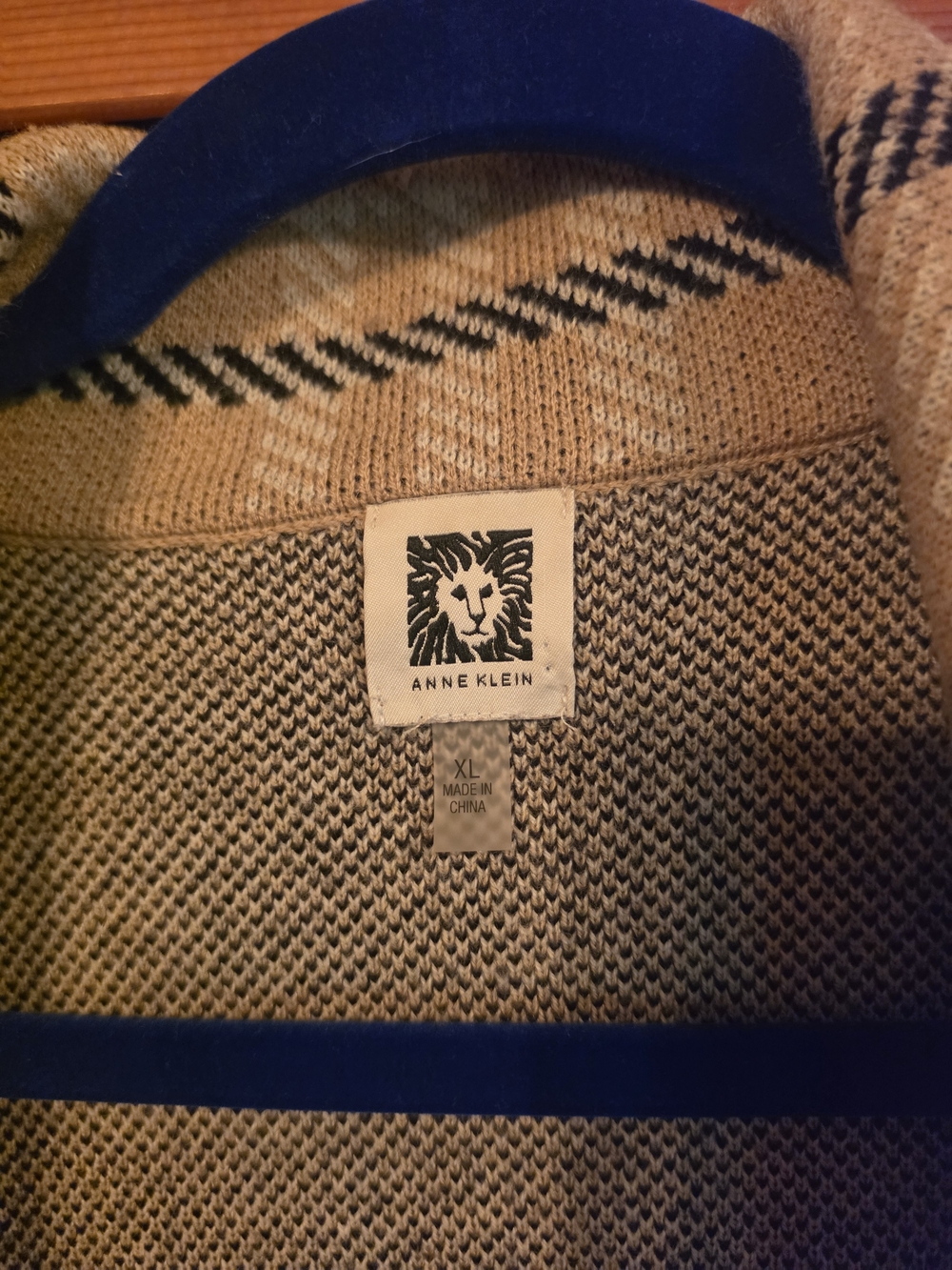 Anne Klein Tan & Black Plaid Double-Breasted Pea Coat - Picture 2 of 5